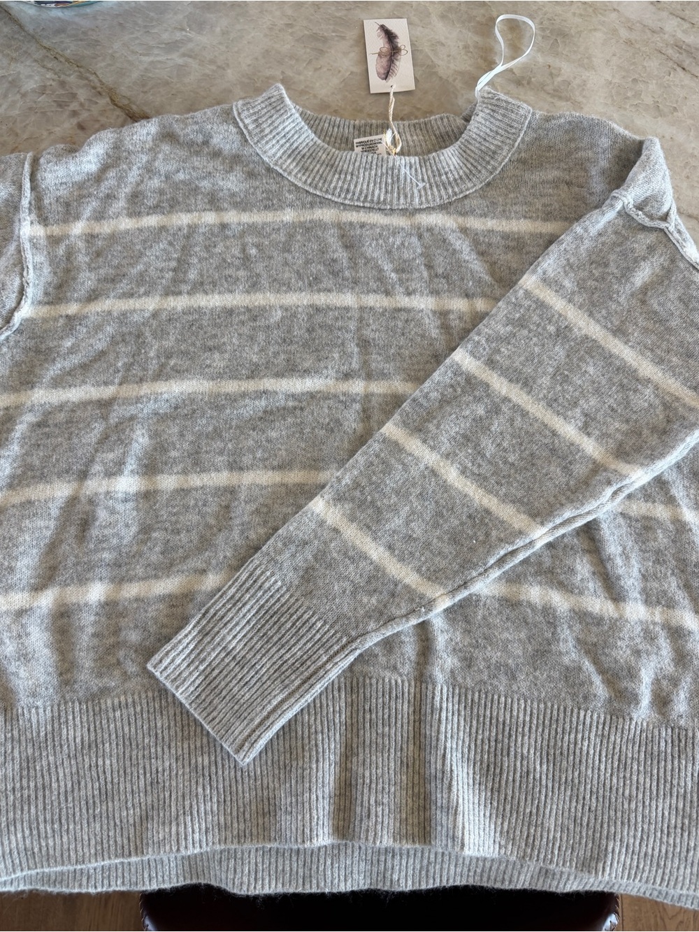 Jessica Simpson Gray and Cream Striped Turtleneck Sweater